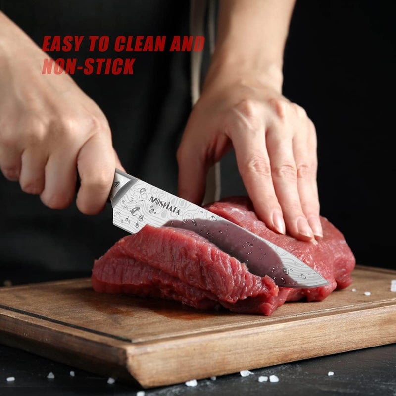 MOSFiATA Japanese Stainless Steel Knife Set, 17 Pcs with Block, Knife Sharpening Rod, Dishwasher Safe, Dad Birthday Gift - Image 3